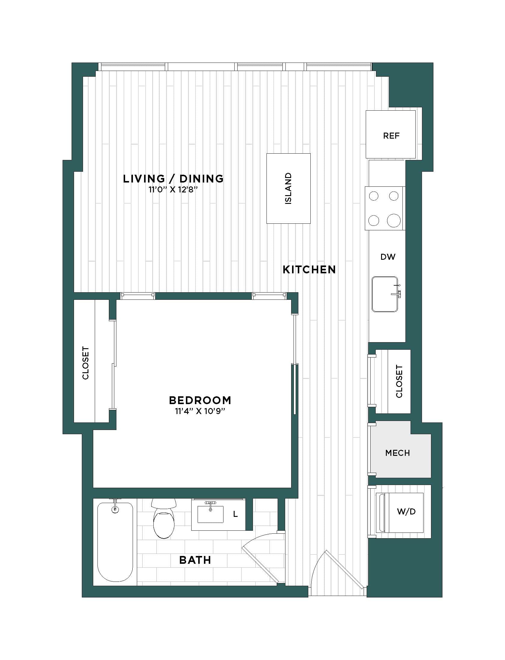 JR 1 Bed/1 Bath-F1 floor plan
