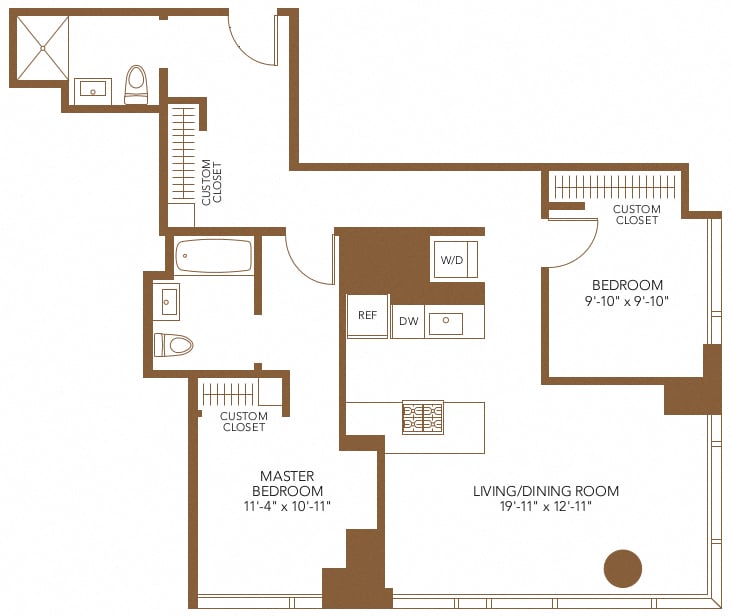 2 Bed 2 Bath floor plan