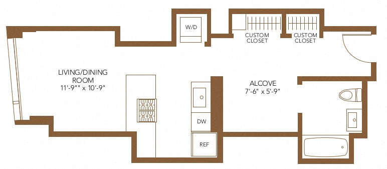 Studio Alcove floor plan
