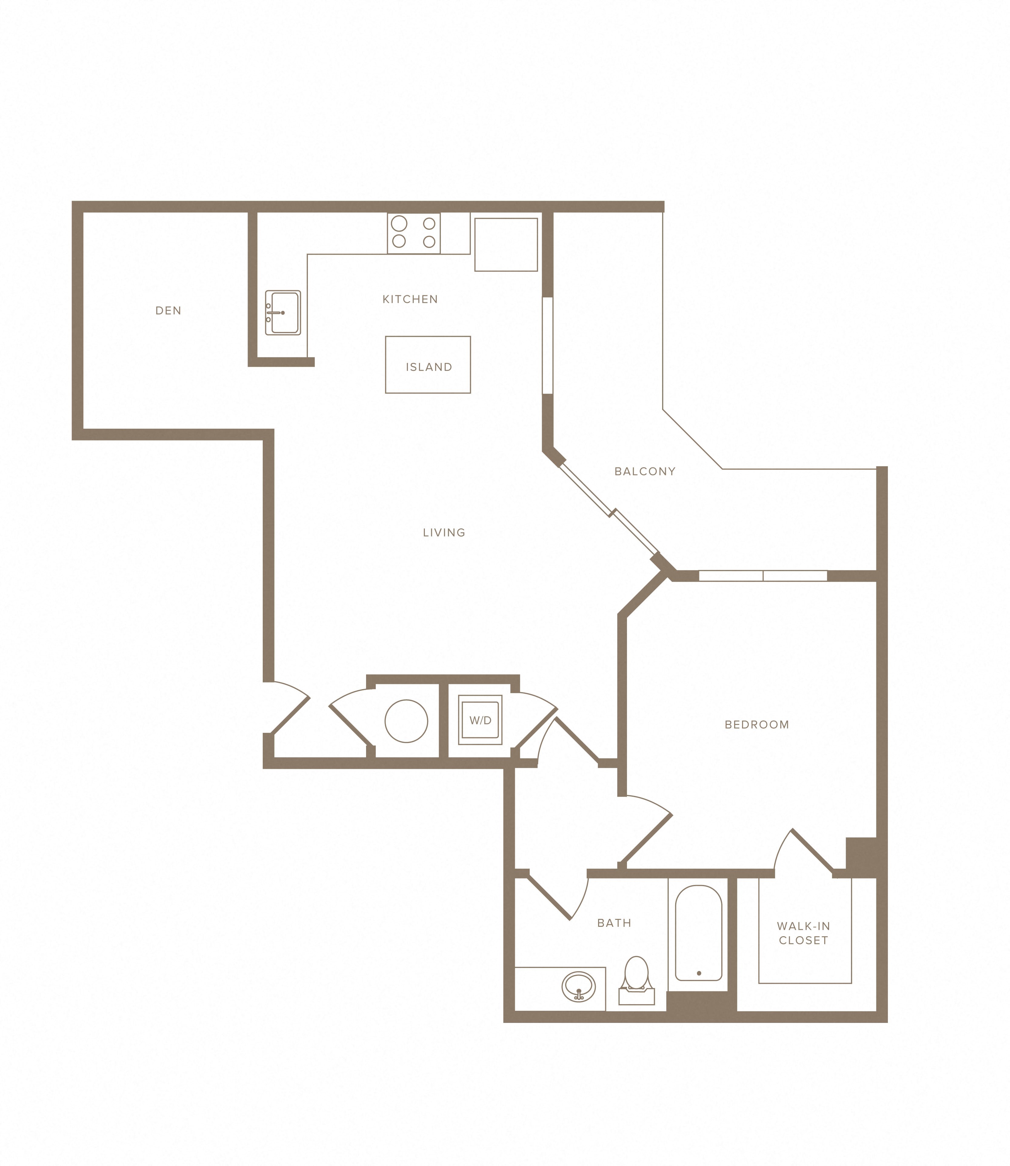 1 Bed/1 Bath Den-A08D floor plan