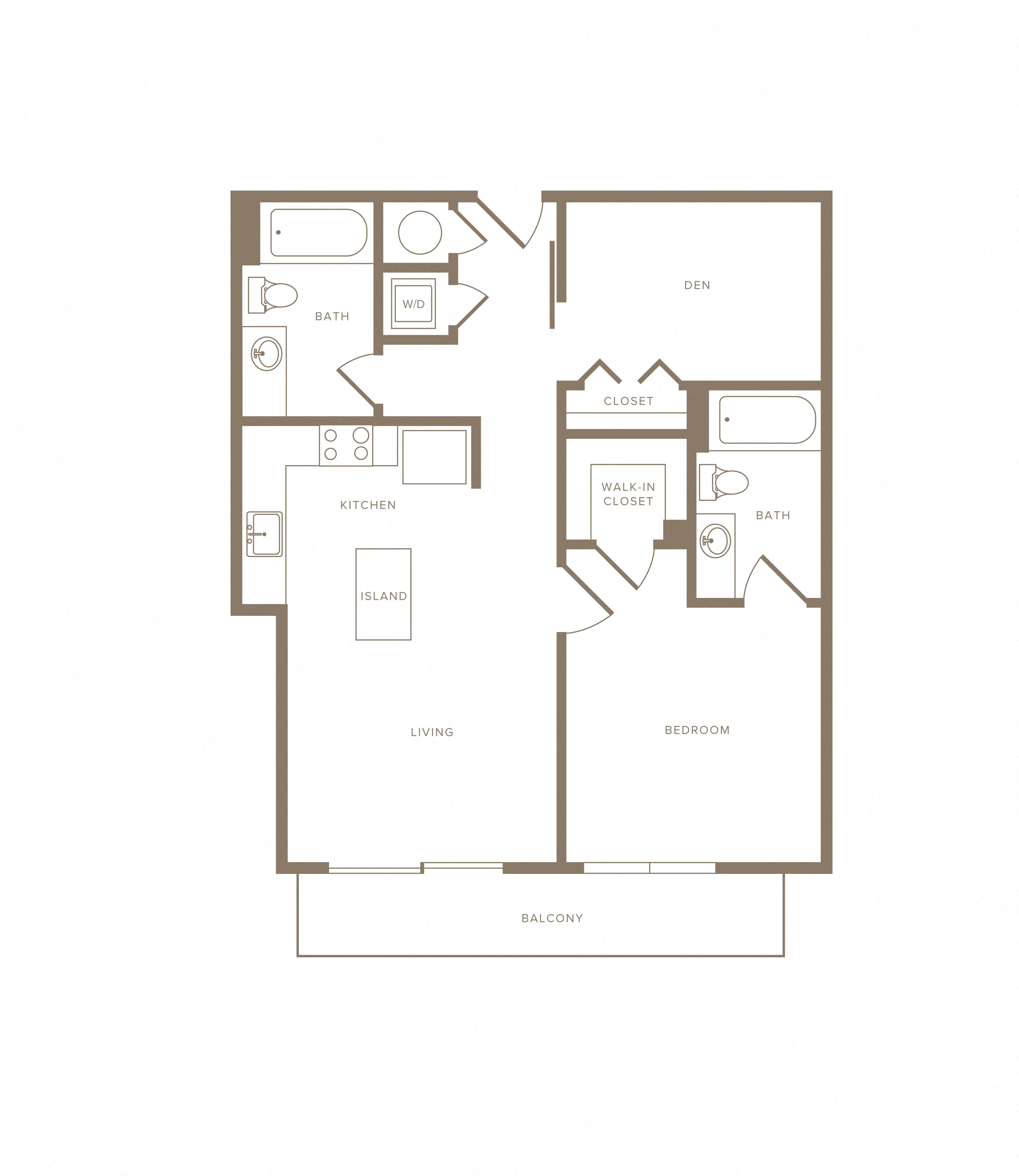 1 Bed/1 Bath Den-A06D floor plan