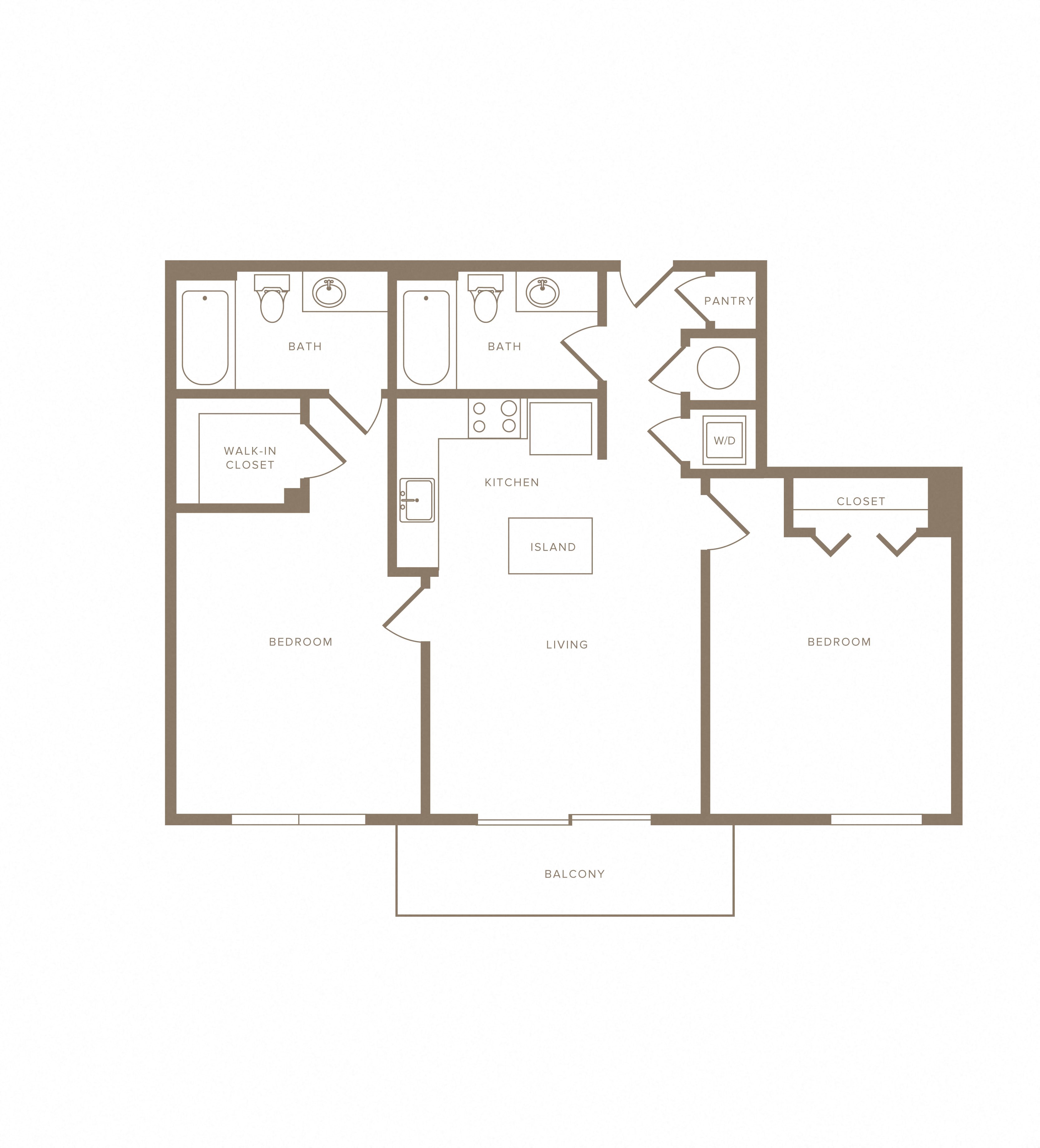 2 Bed/2 Bath-B06 floor plan