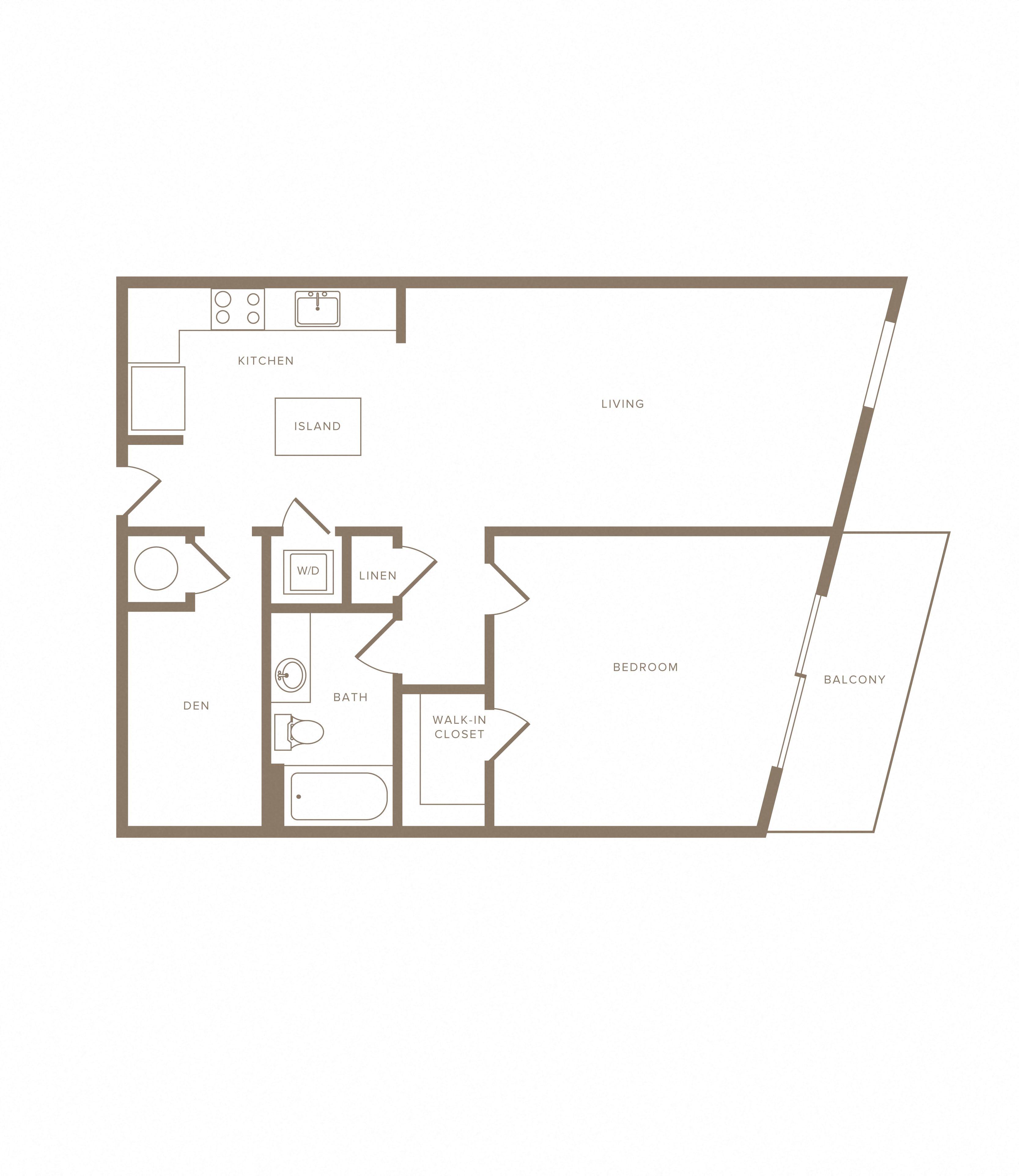 1 Bed/1 Bath Den-A12D floor plan