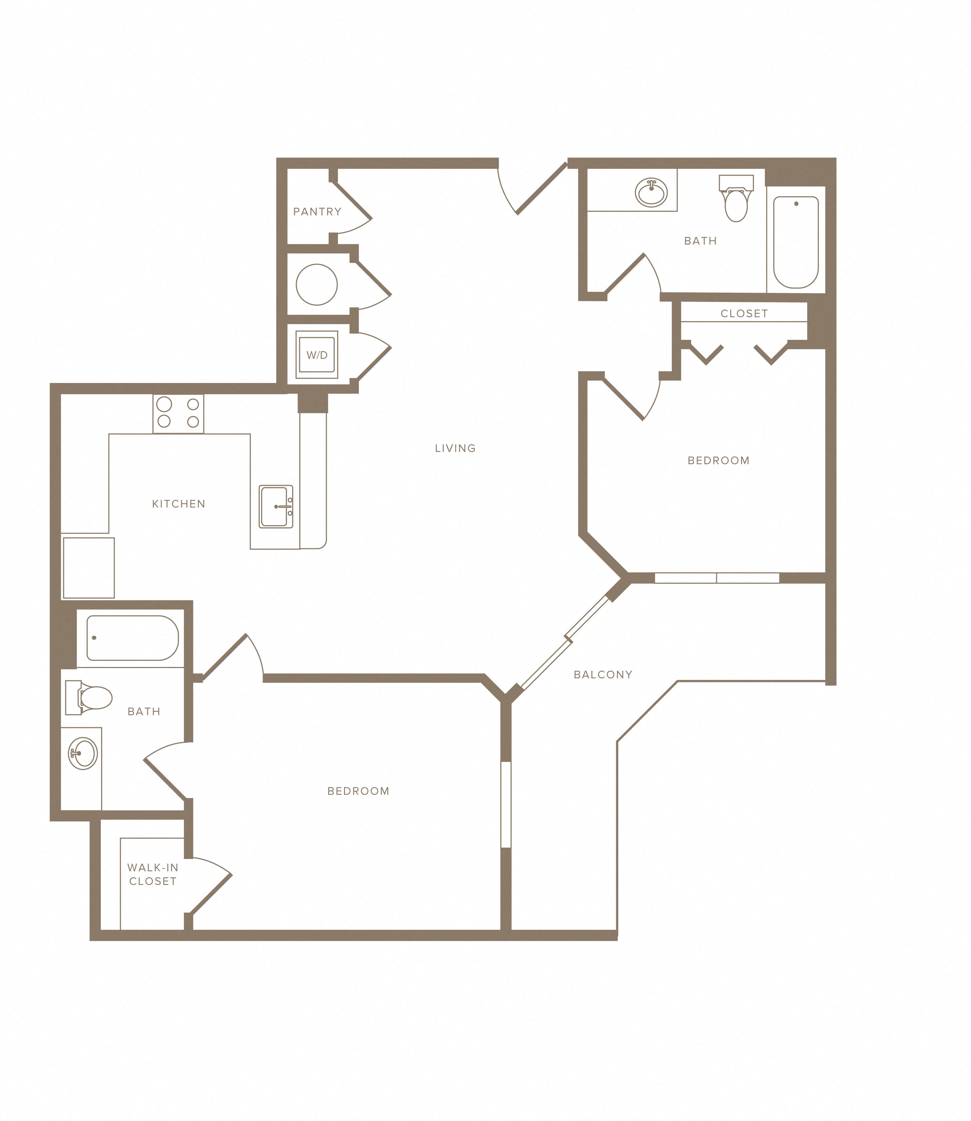 2 Bed/2 Bath-B02 floor plan