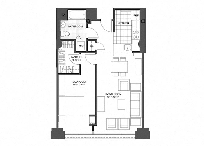 1 Bed/1 Bath floor plan
