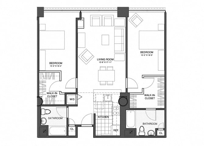 2 Bed/2 Bath floor plan