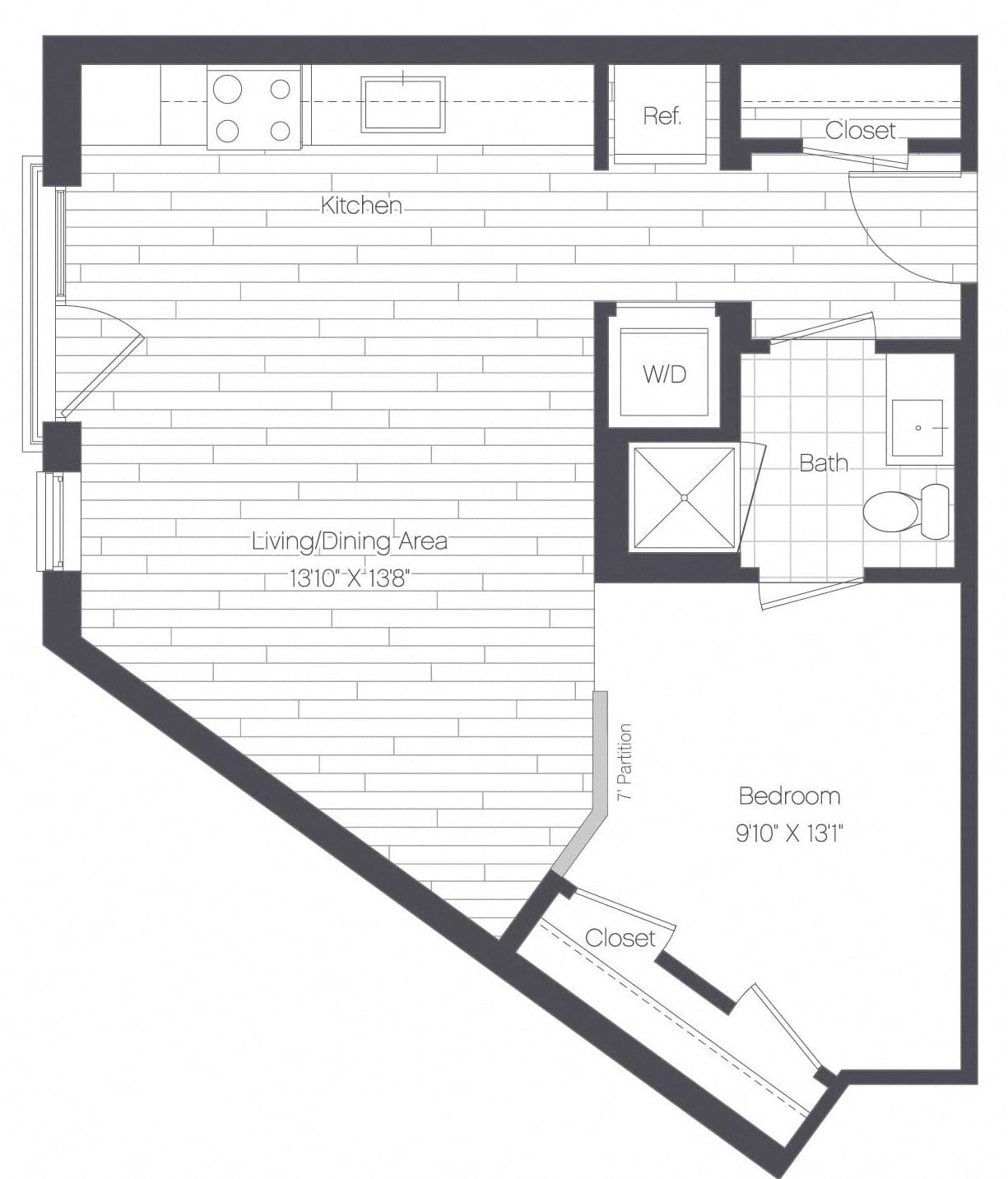 1 Bed/1 Bath-1A floor plan