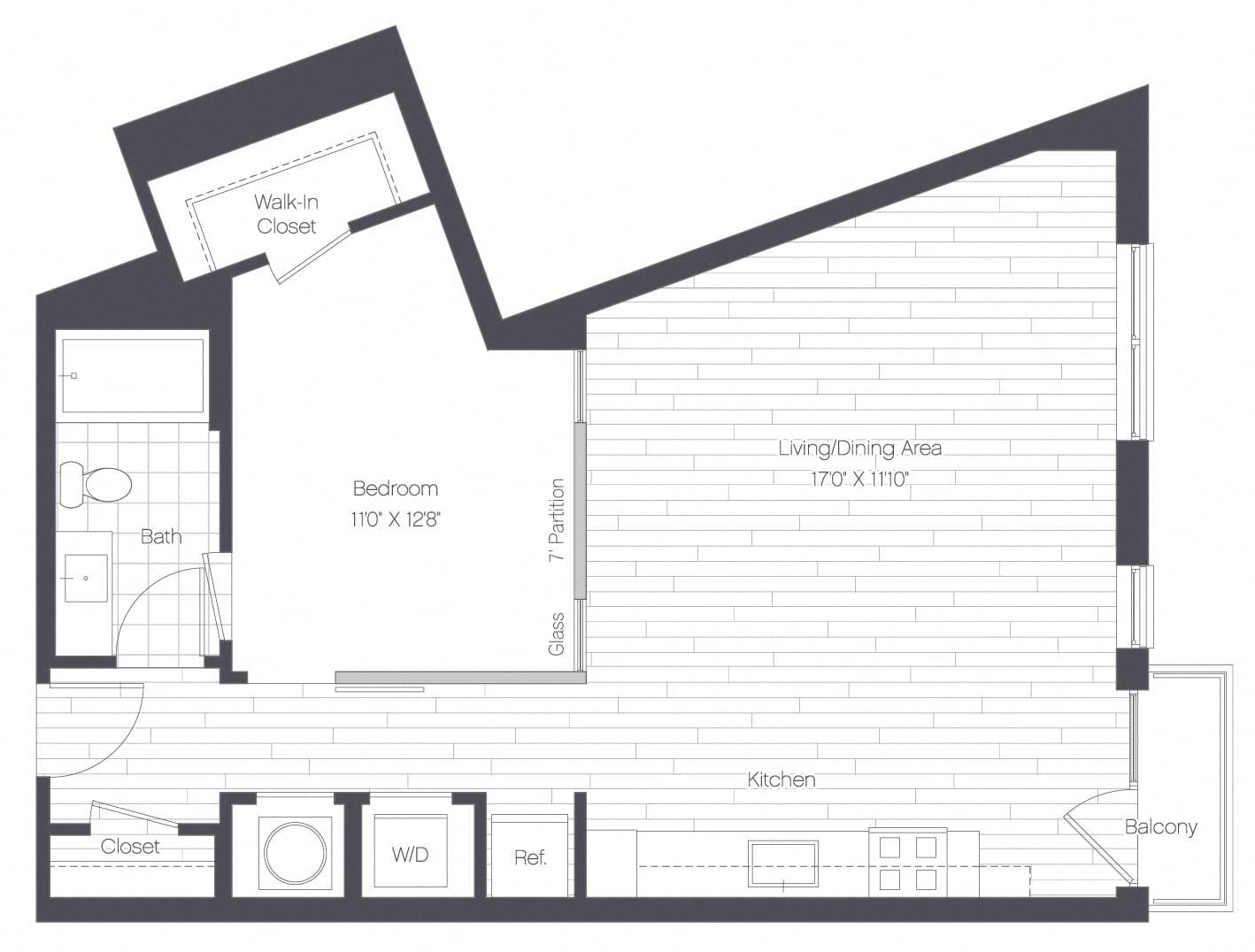 1 Bed/1 Bath-1K floor plan