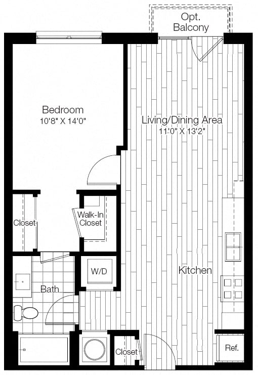 1 Bed/1 Bath-1F floor plan
