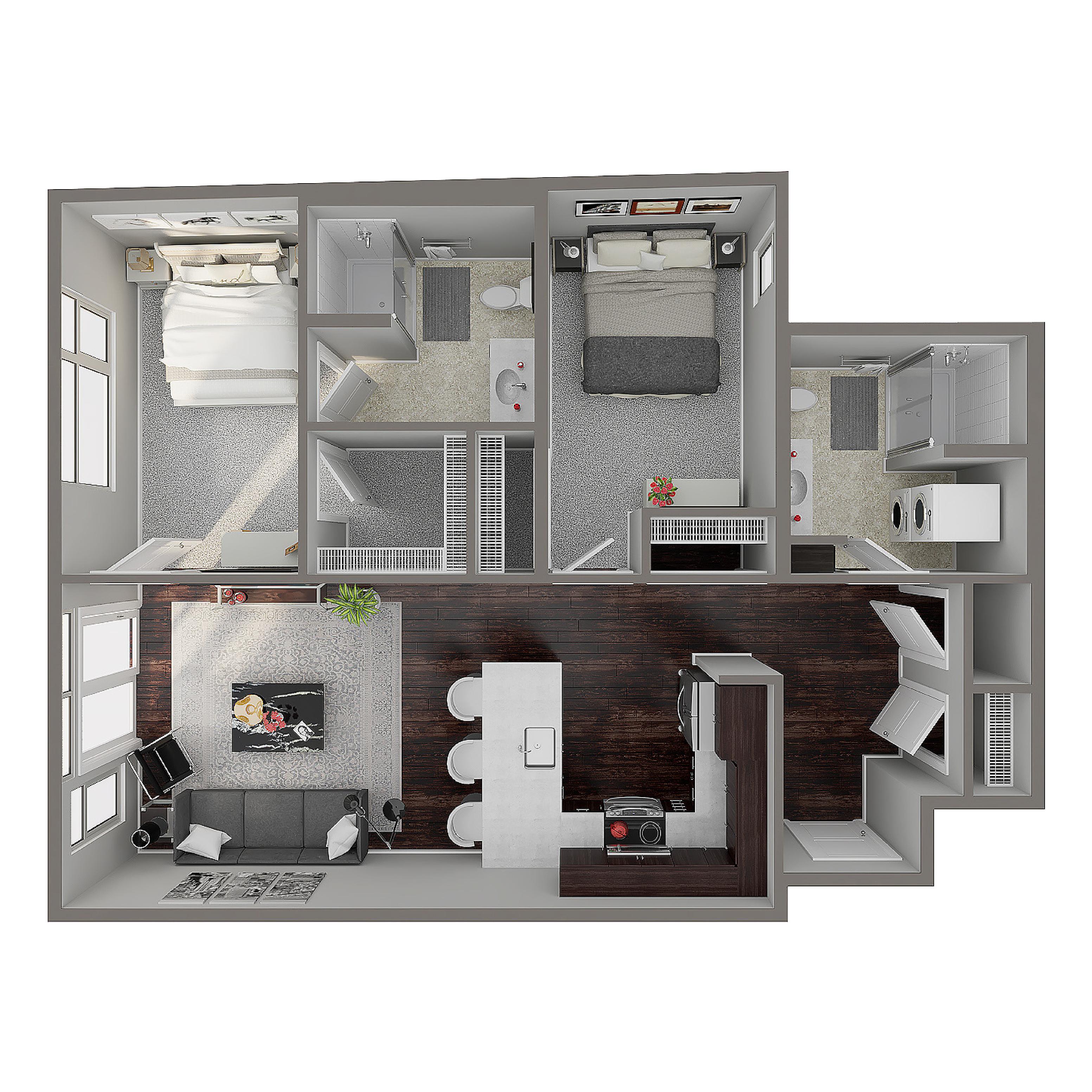2 Bed/2 Bath - B floor plan