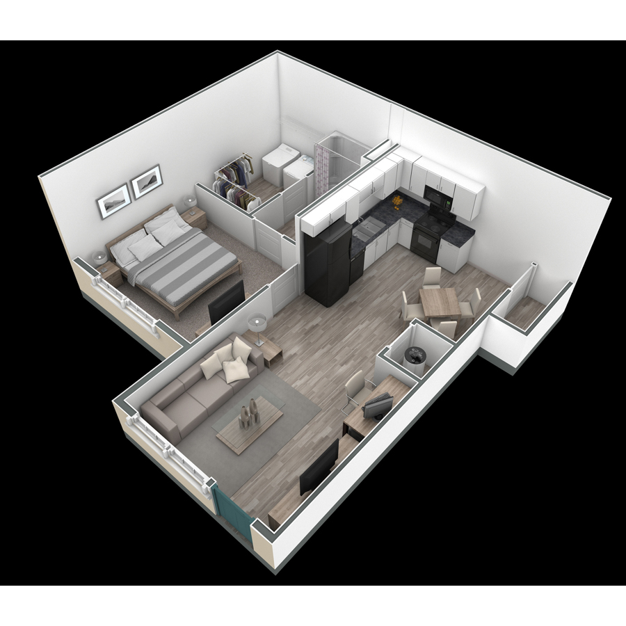 1 BR Horizon Courtyard floor plan