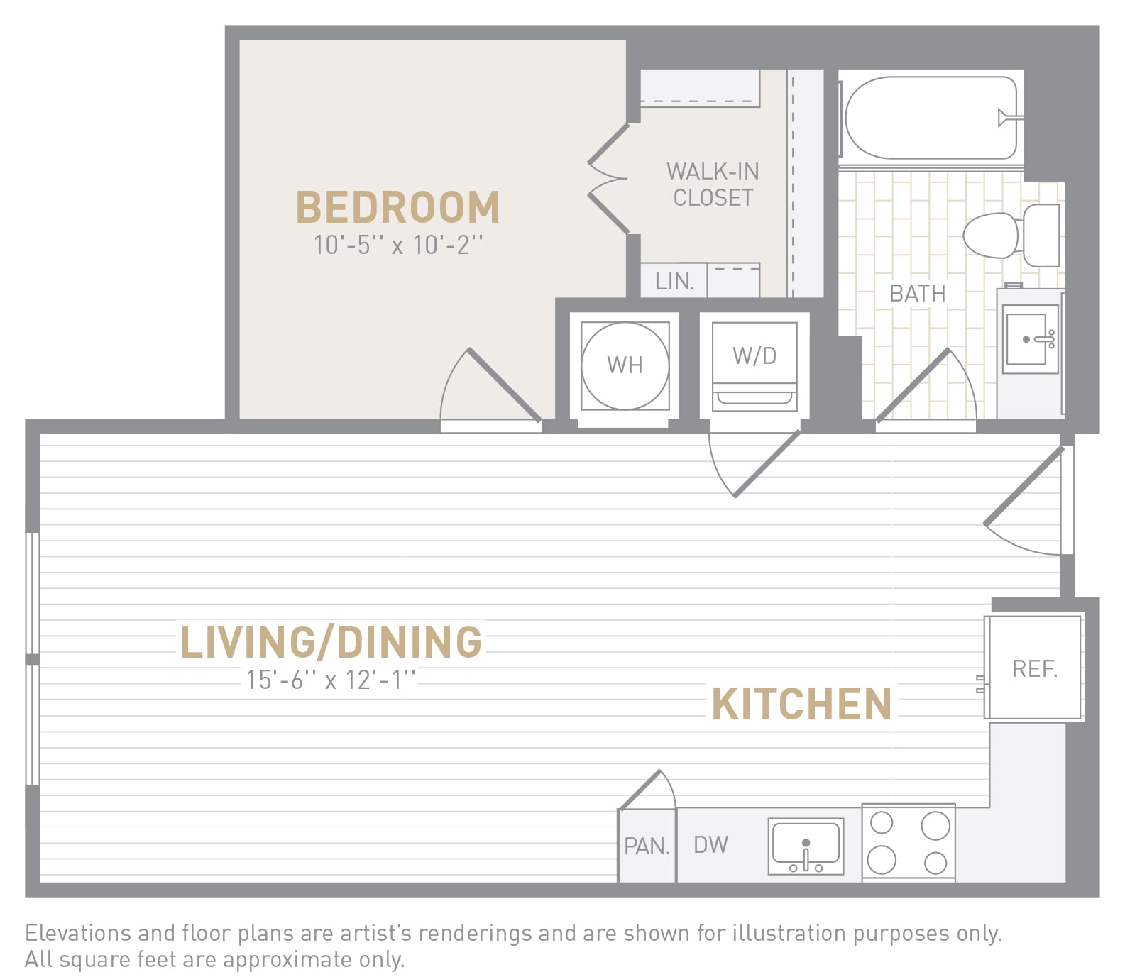 1 Bed 1 Bath-A02b floor plan