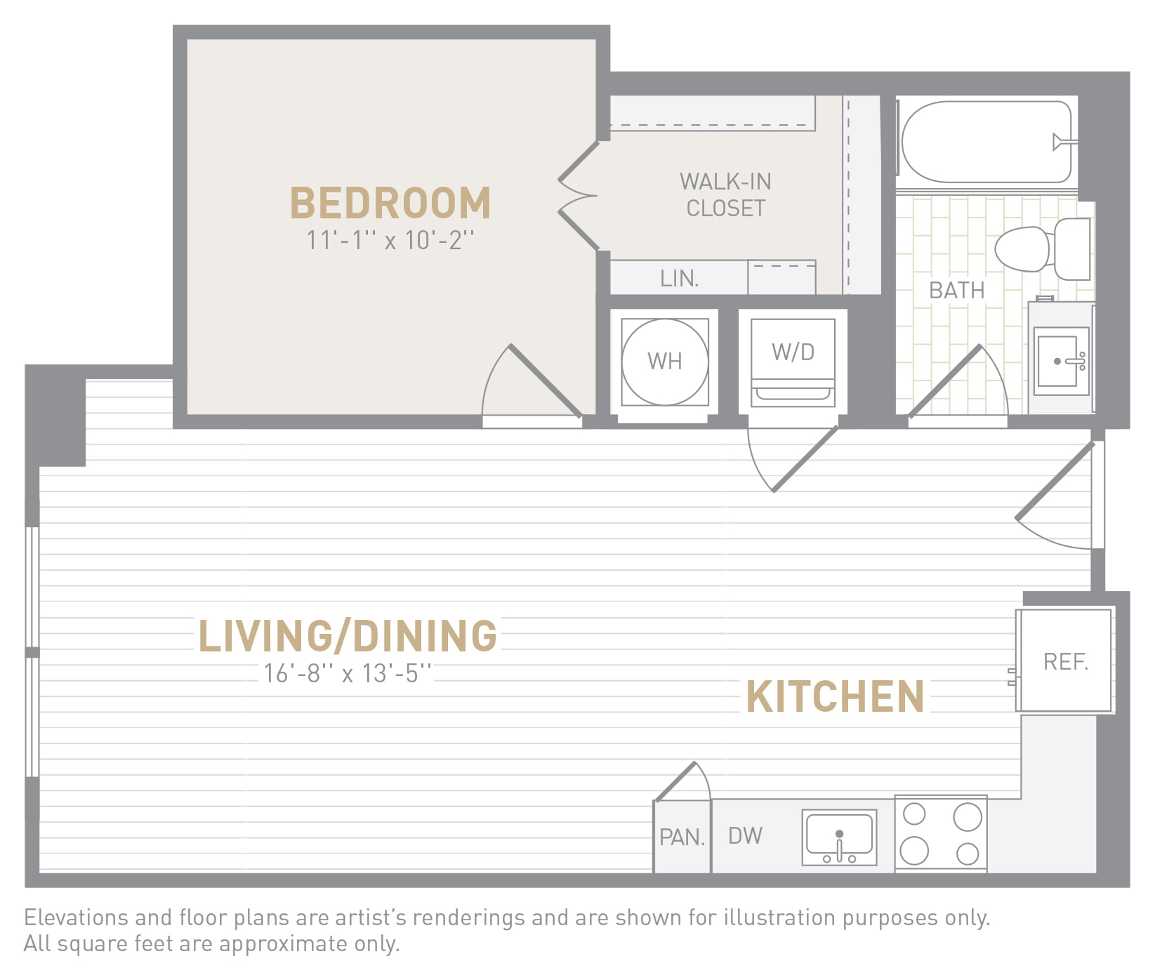 1 Bed 1 Bath-A02 floor plan
