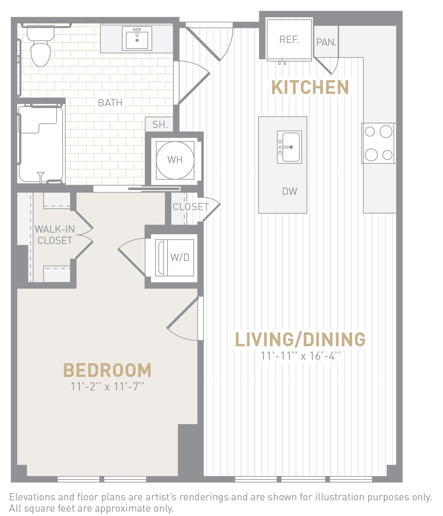 1 Bed 1 Bath-A03a Type A floor plan