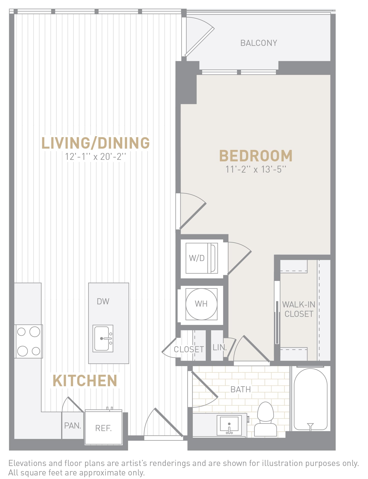 1 Bed 1 Bath-A01 floor plan