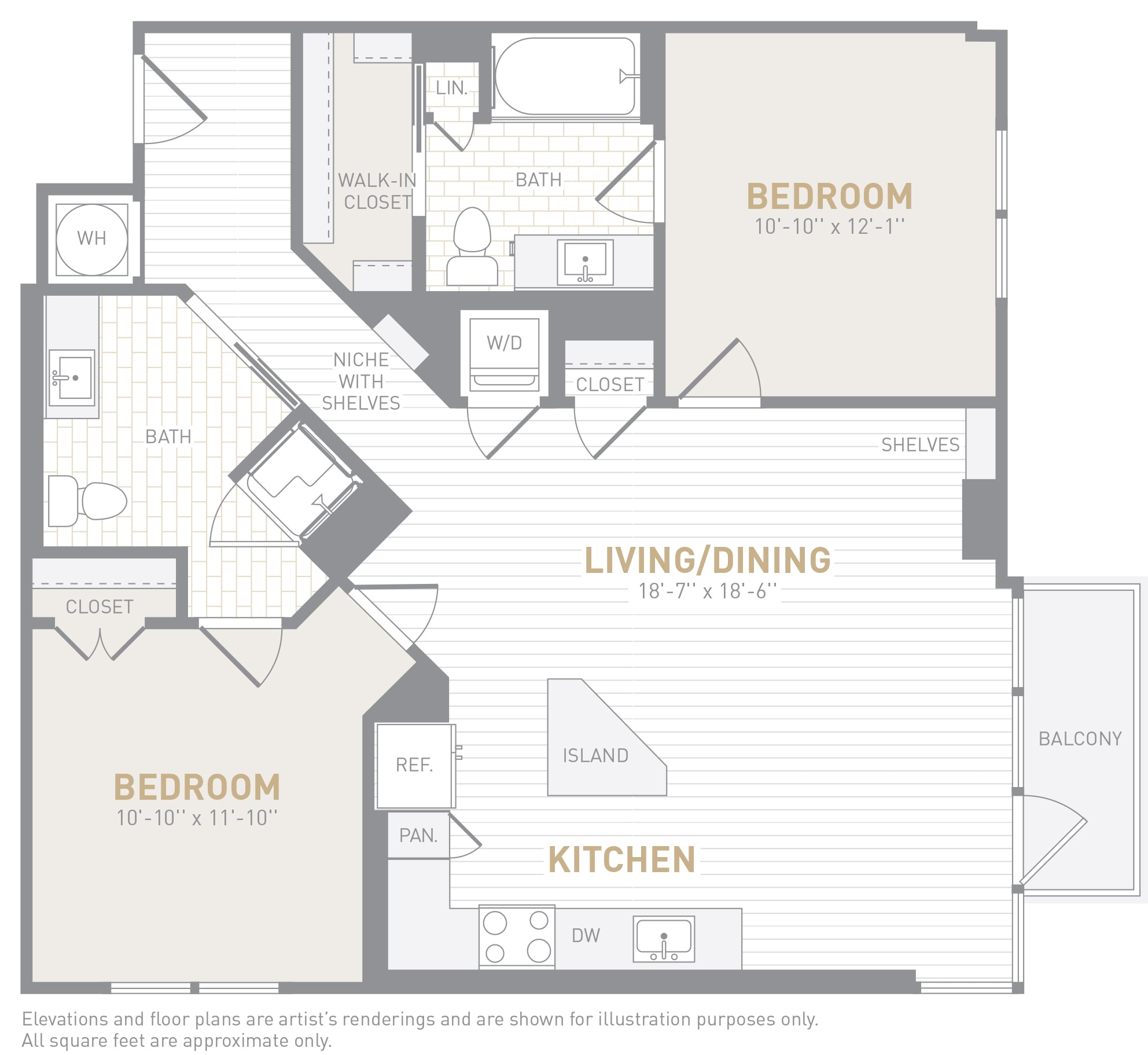 2 Bed 2 Bath-C02a Type A floor plan