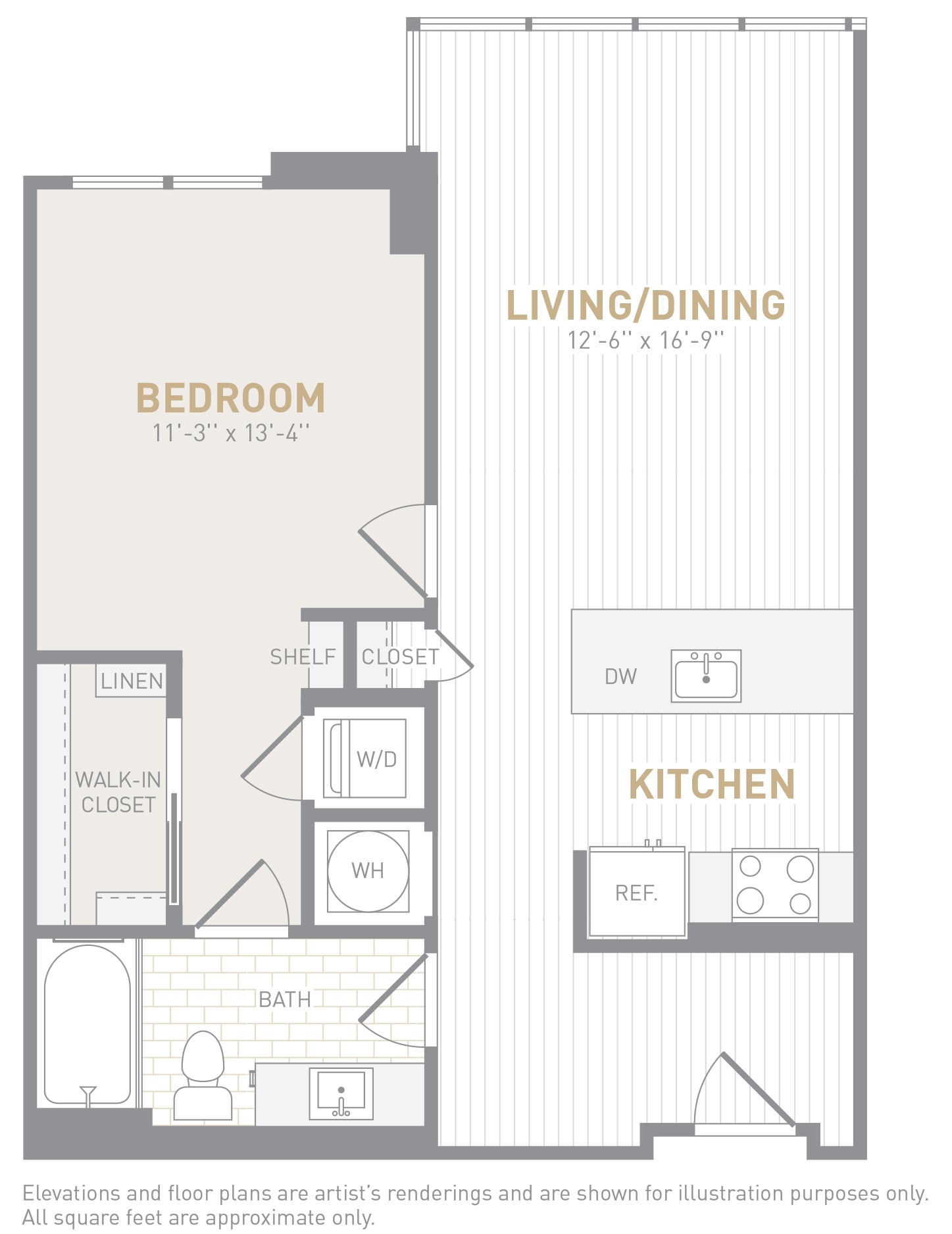 1 Bed 1 Bath-A01c floor plan
