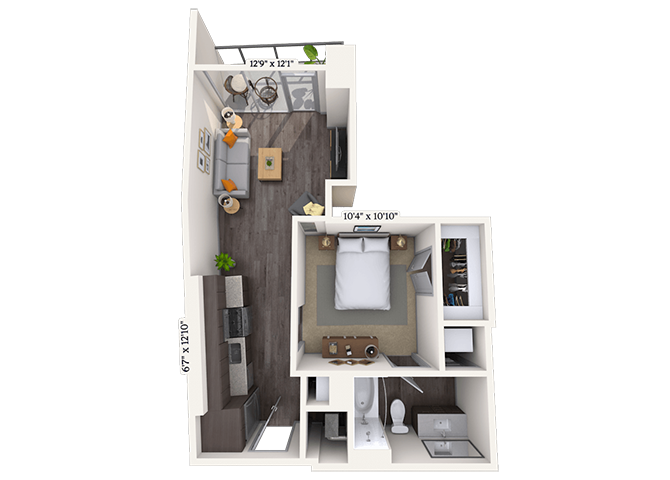 Studio 0x1 572 SF floor plan