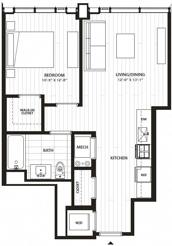 1 Bed/1 Bath-A5 floor plan