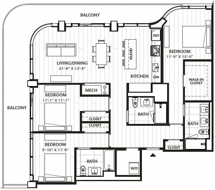 3 Bed/3 Bath-C1 floor plan