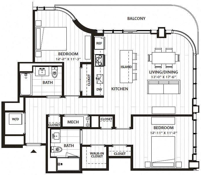2 Bed/2 Bath-B5 floor plan