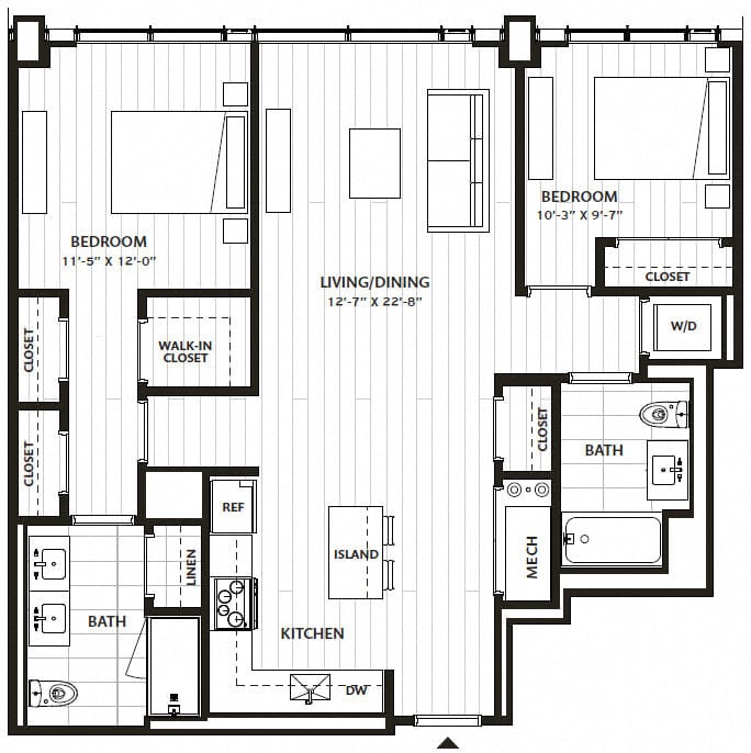 2 Bed/2 Bath-B3 floor plan