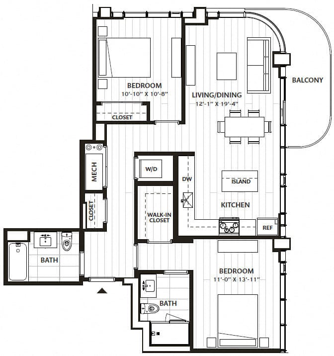 2 Bed/2 Bath-B2 floor plan