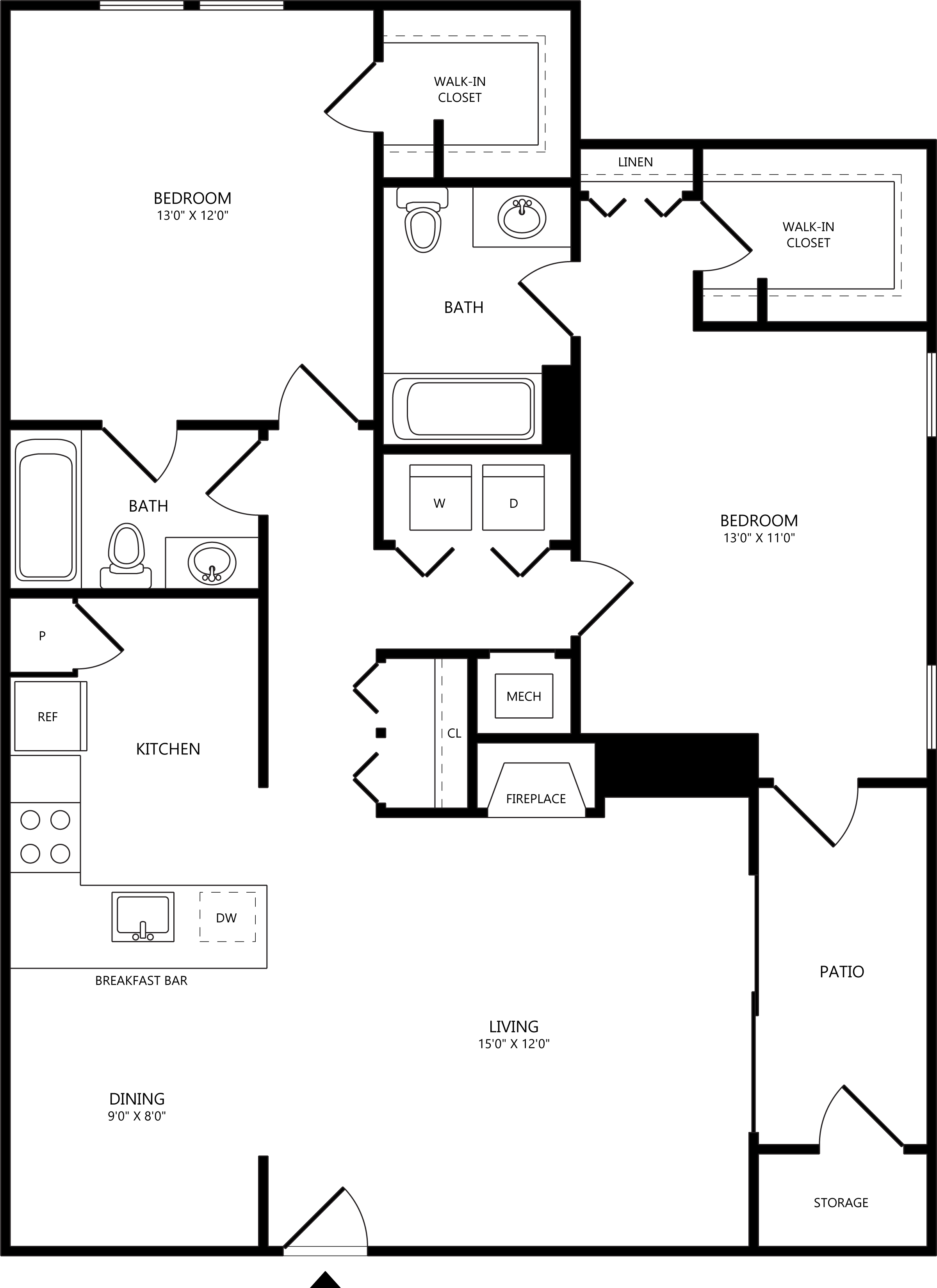 2 Bed/2 Bath-B2 floor plan