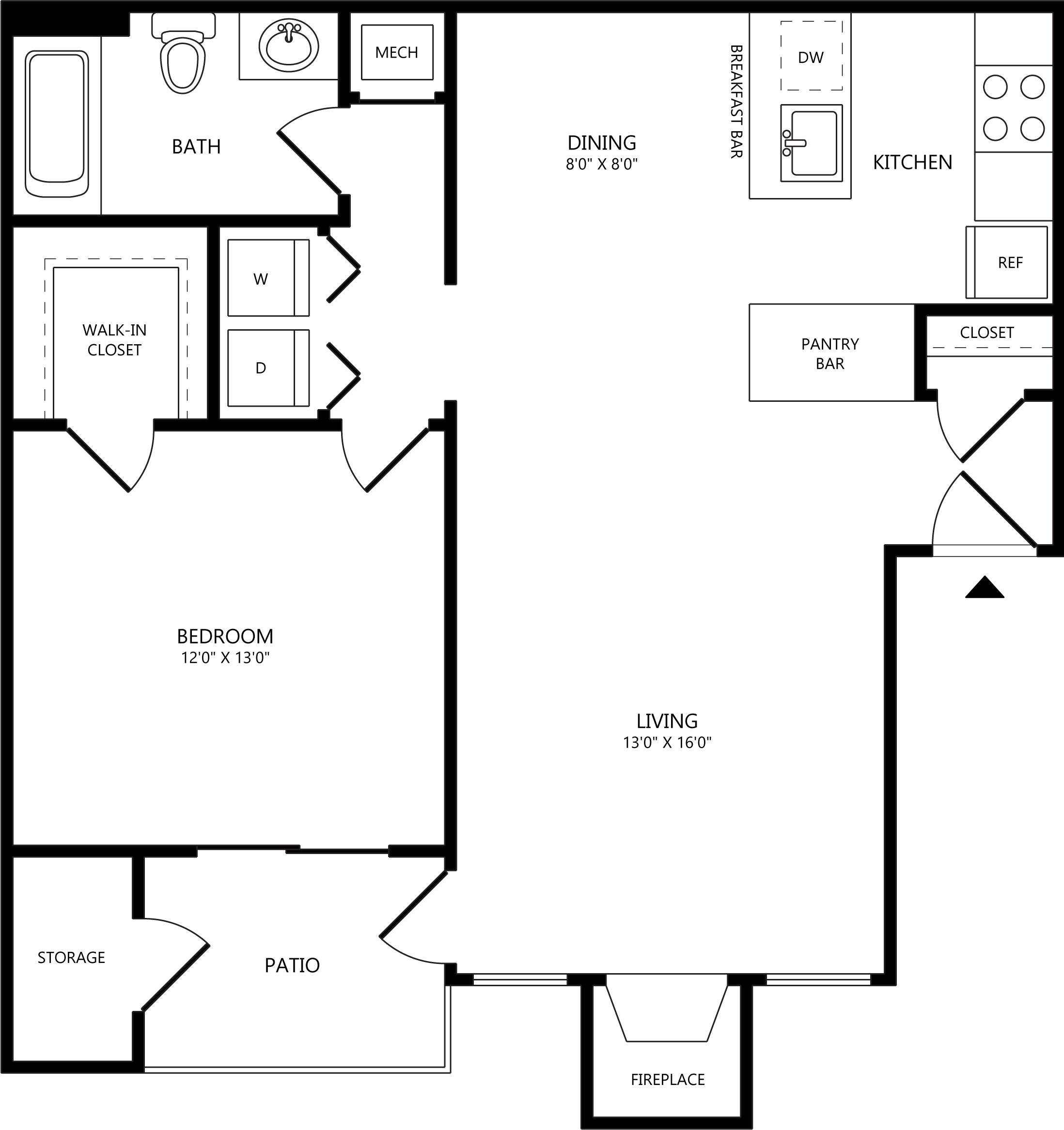 1 Bed/1 Bath-A2 floor plan