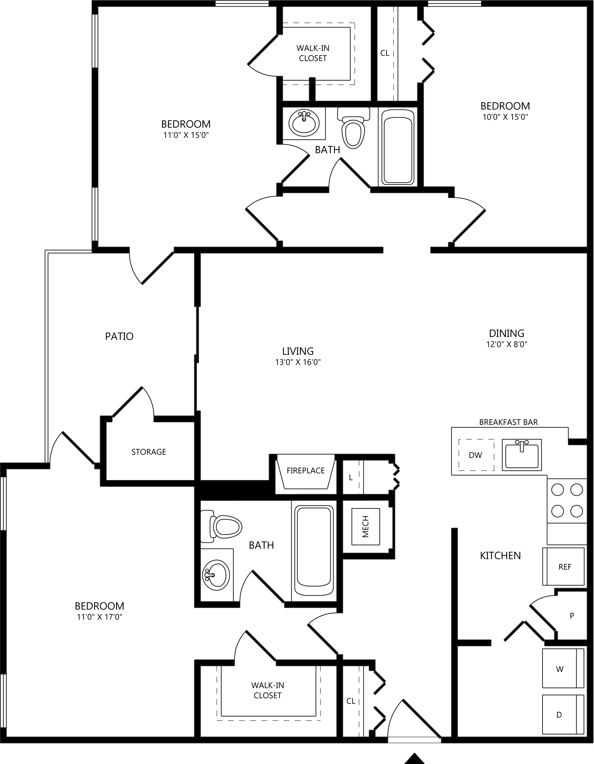 3 Bed/2 Bath-C1 floor plan