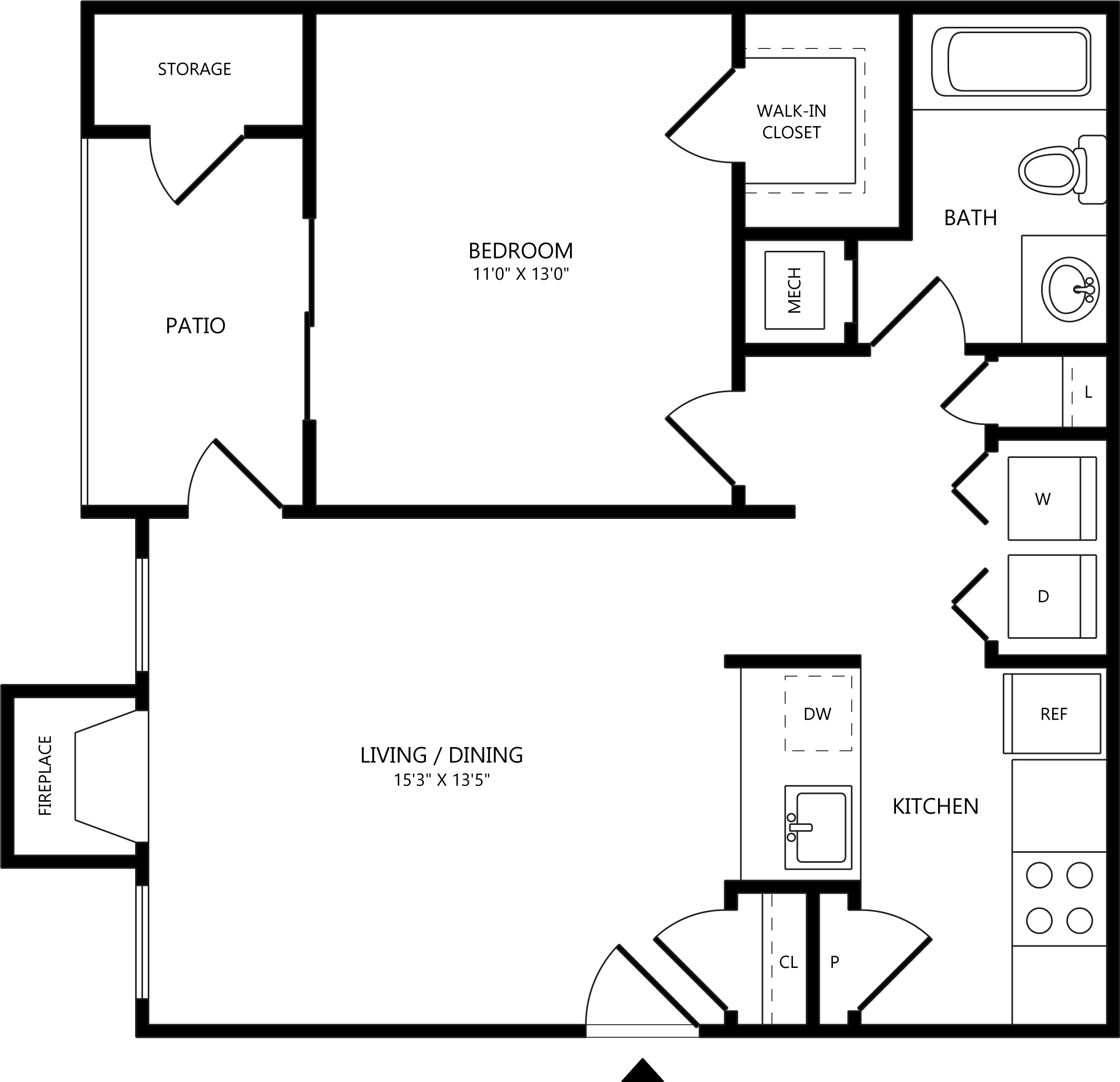 1 Bed/1 Bath-A1 floor plan