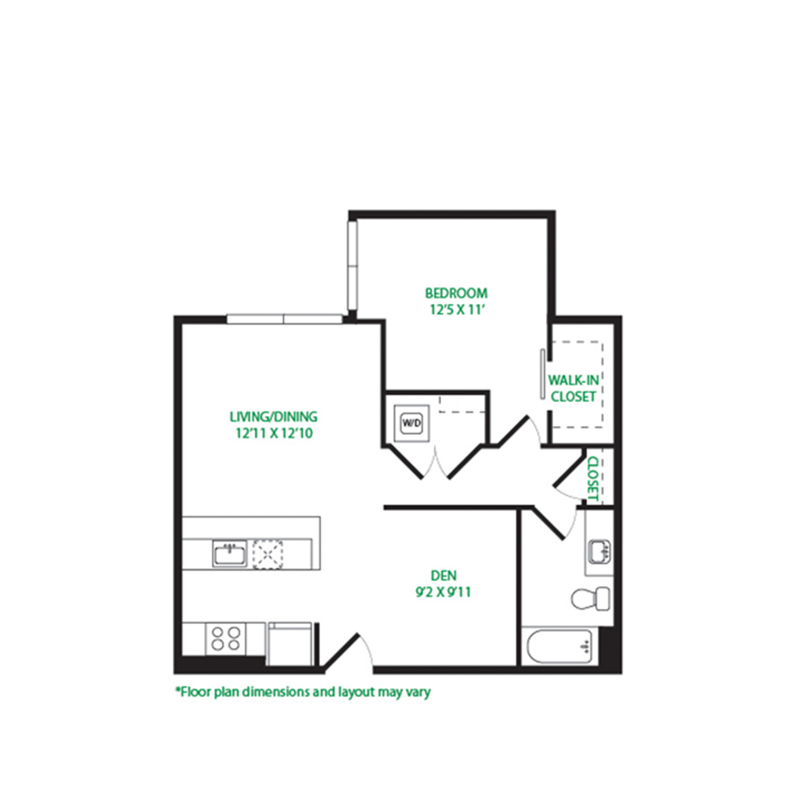 #6092 - 1 bedroom floorplan layout with 1 bathroom and 804 square feet