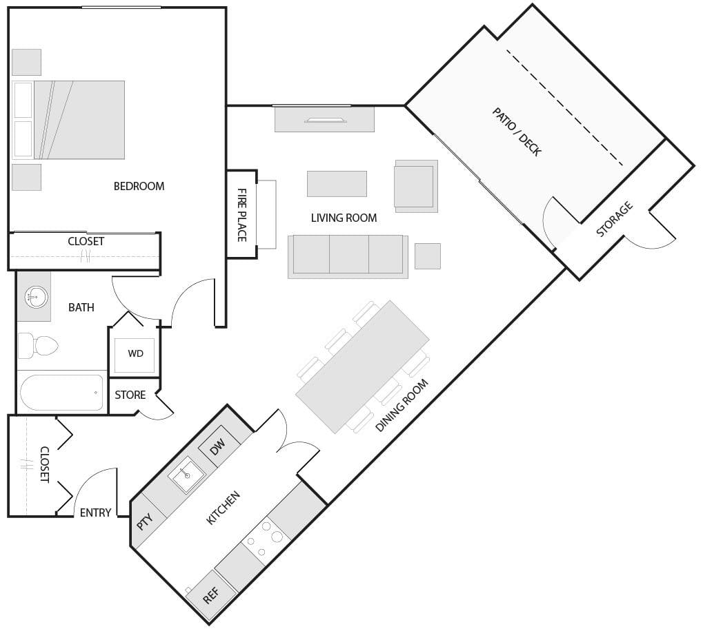 1 Bed/1 Bath-B floor plan
