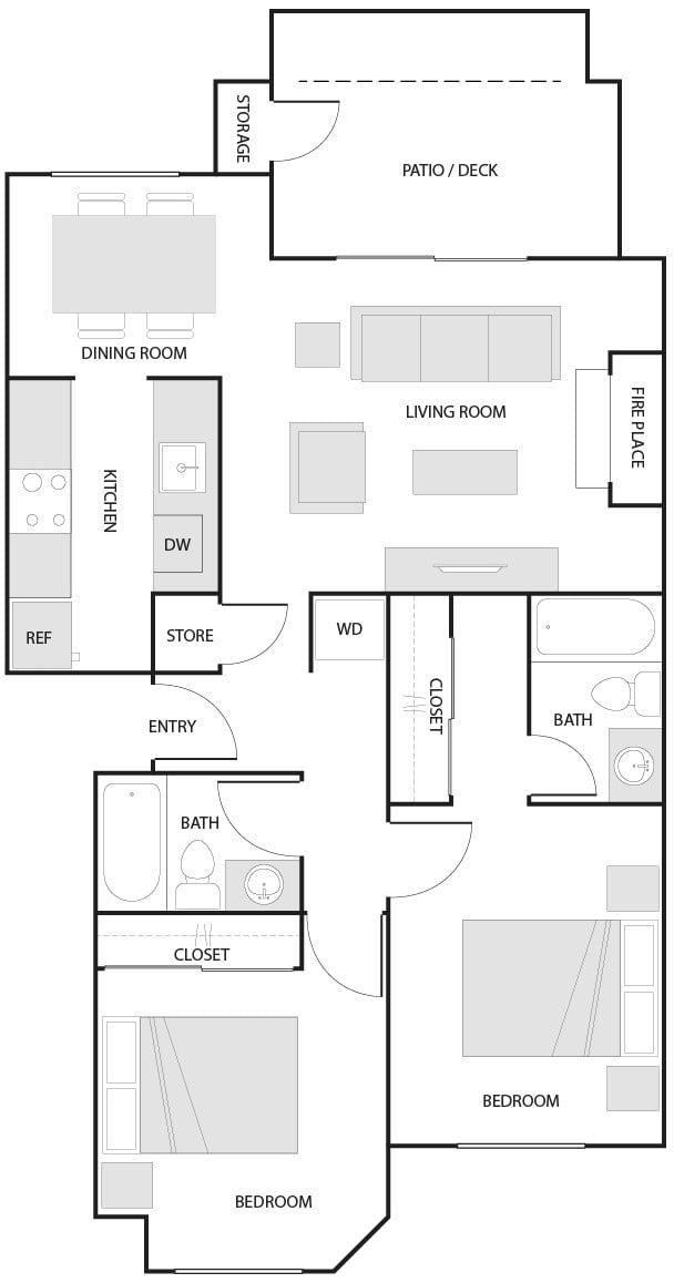 2 Bed/2 Bath-D floor plan