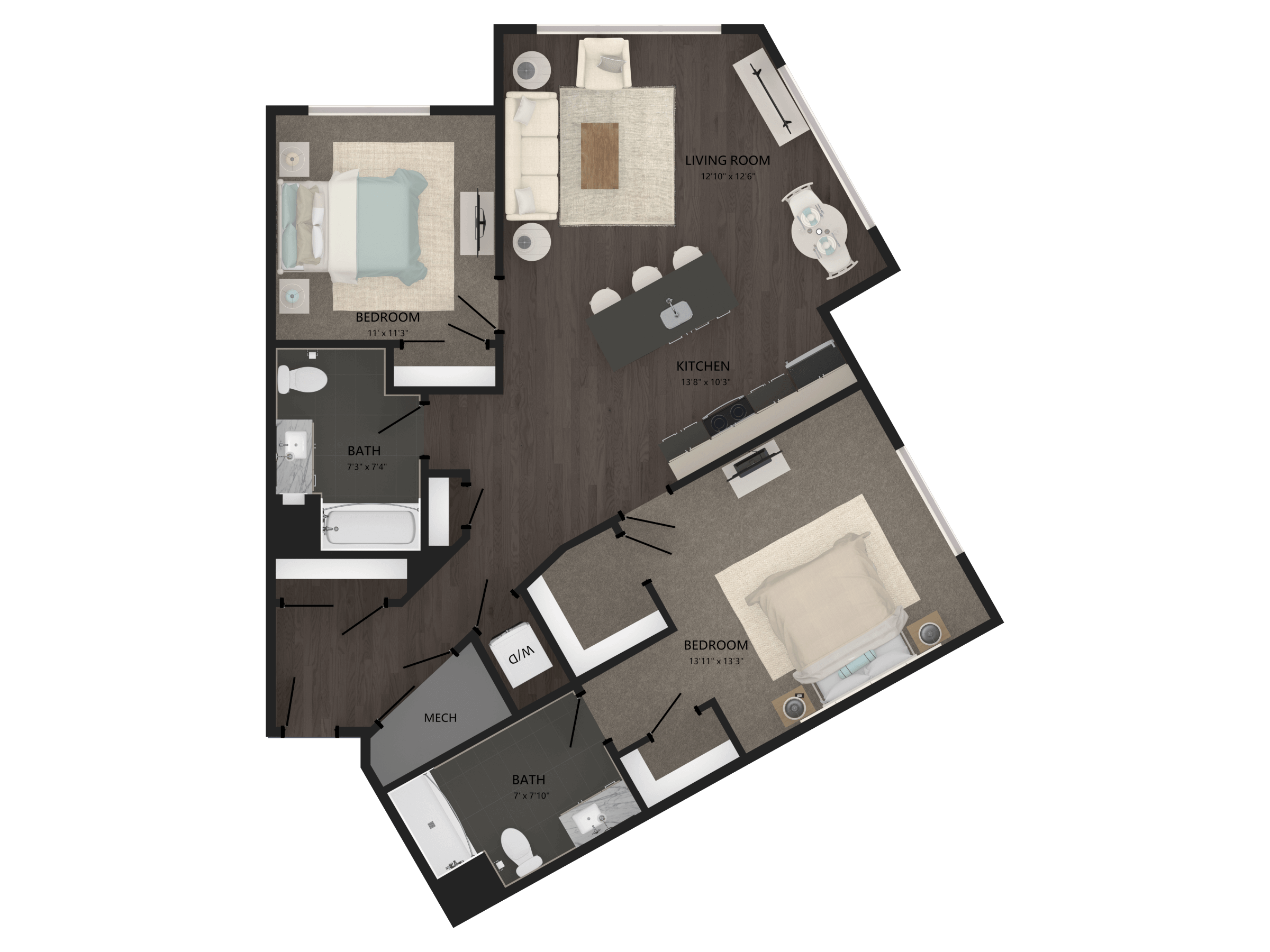 2 Bed/2 Bath-B4 floor plan