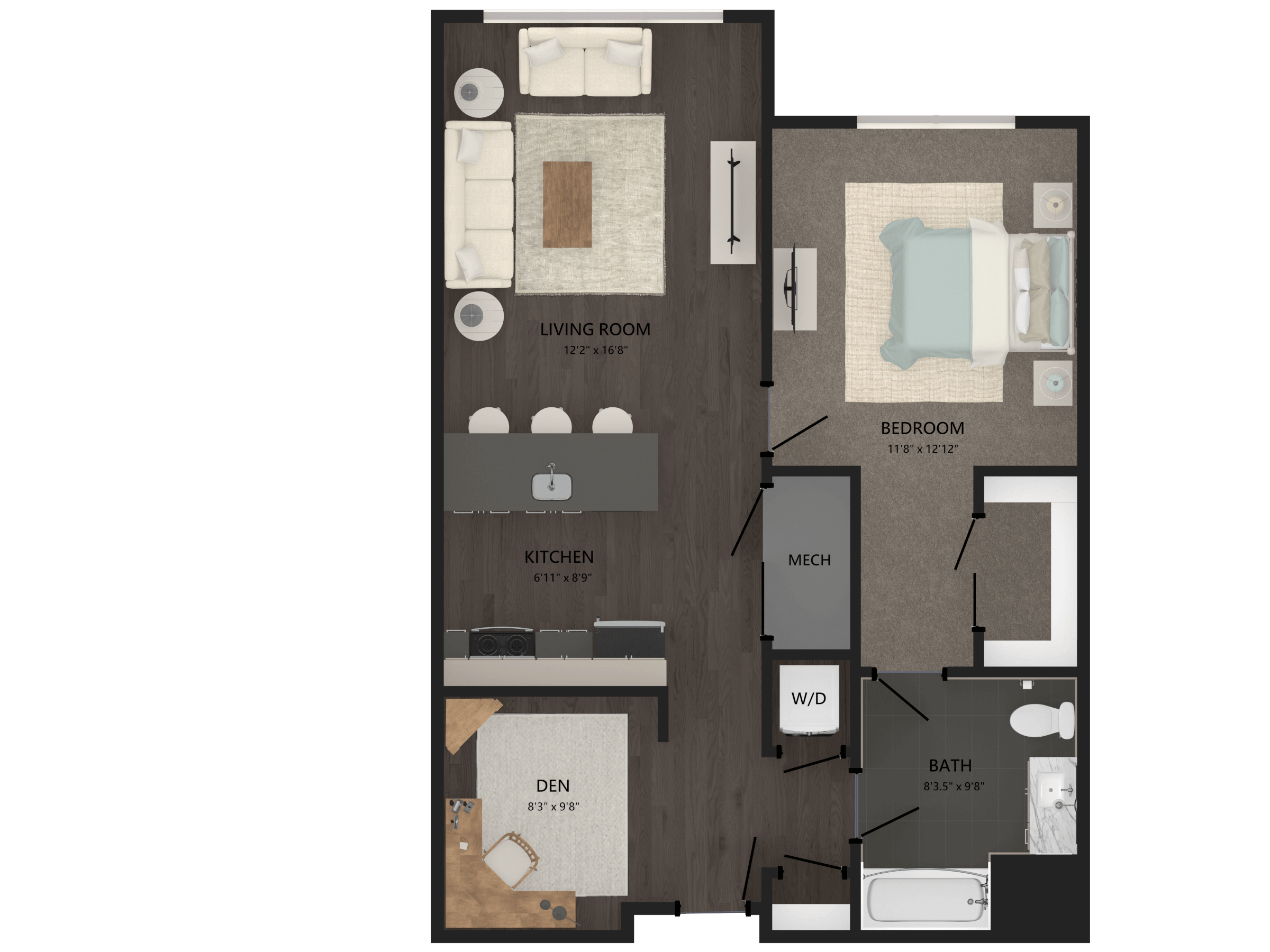 1 Bed/1 Bath Den-A1D floor plan