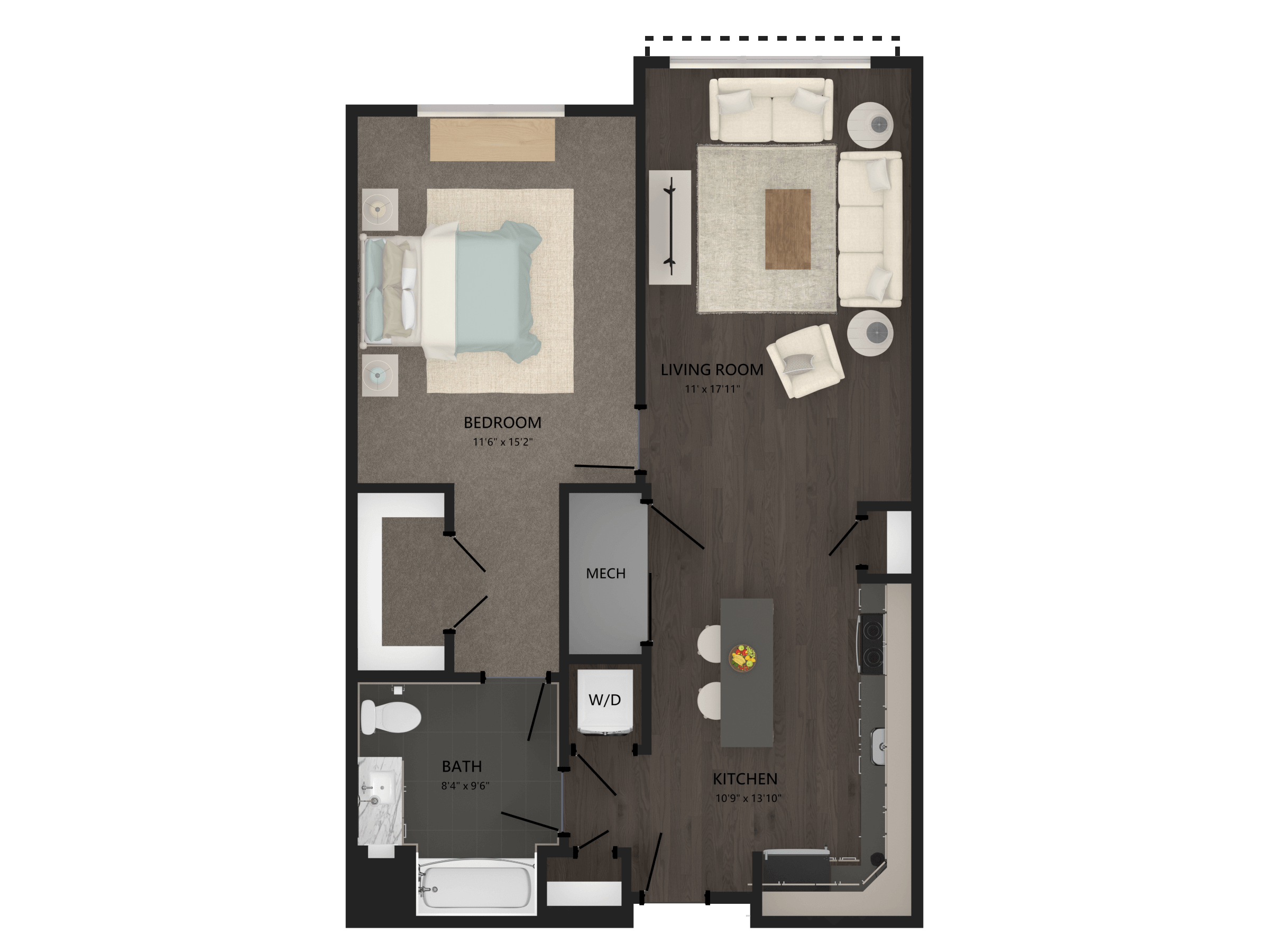 1 Bed/1 Bath-A6 floor plan