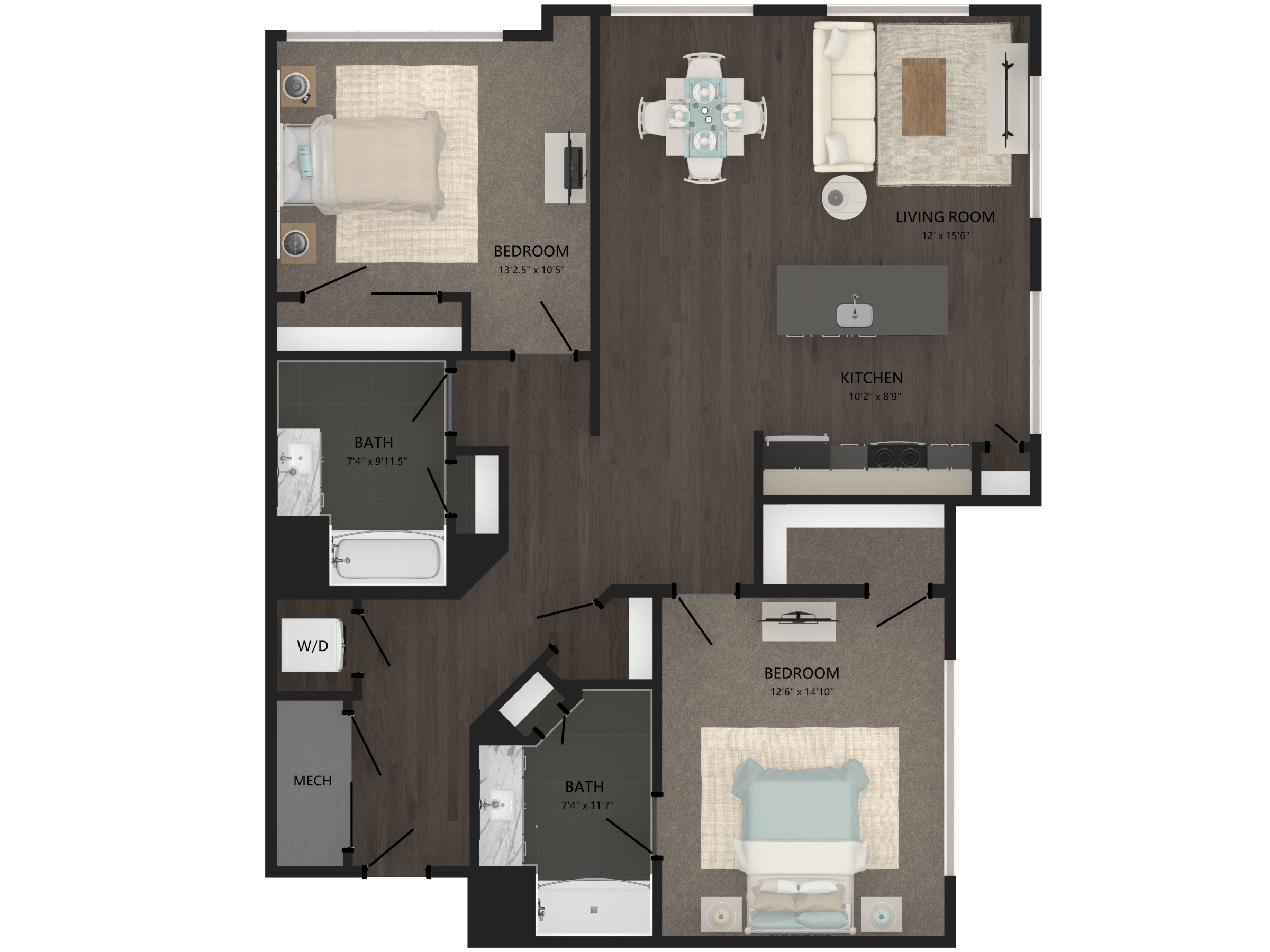 2 Bed/2 Bath-B7 floor plan