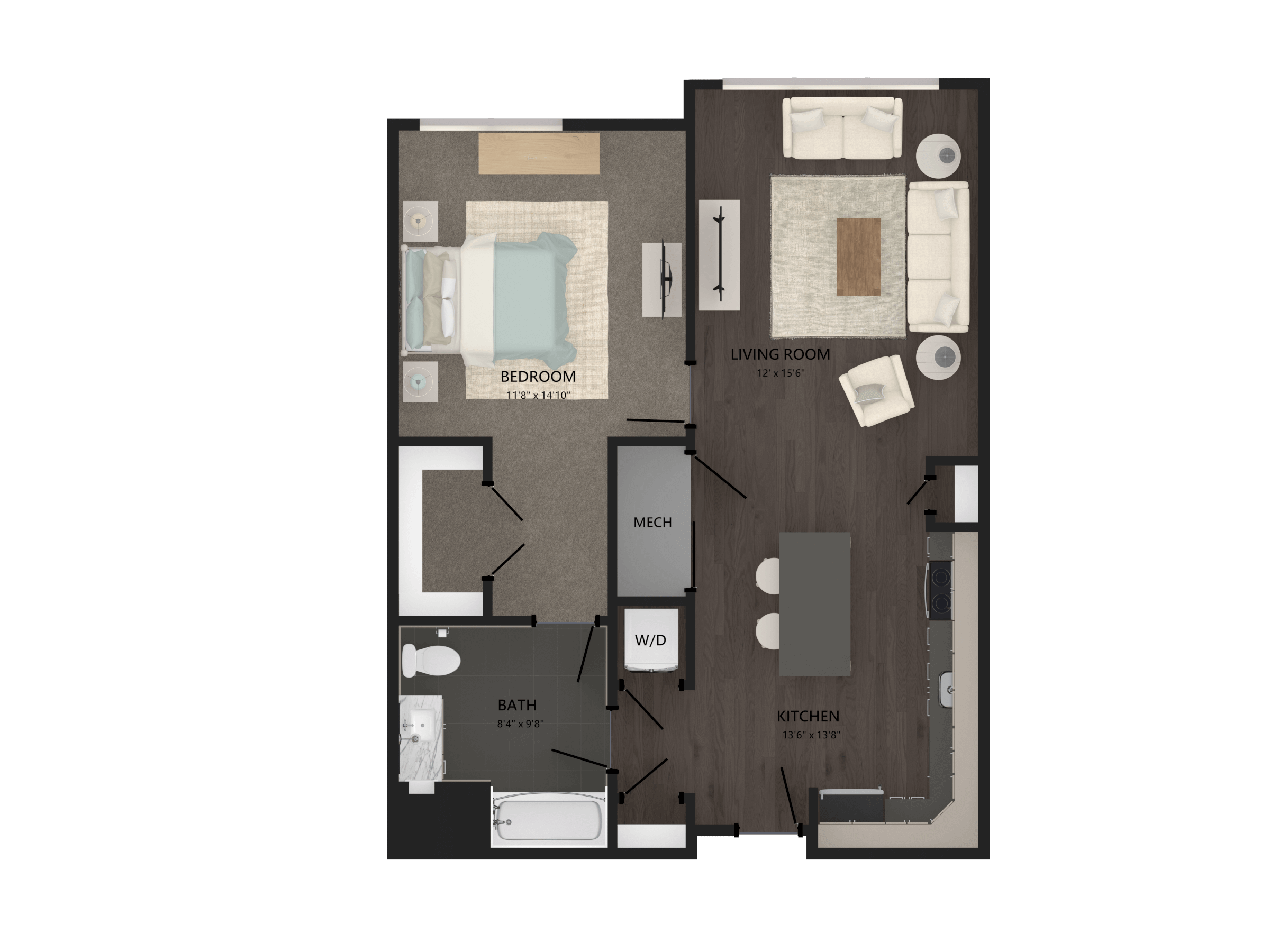 1 Bed/1 Bath-A14 floor plan