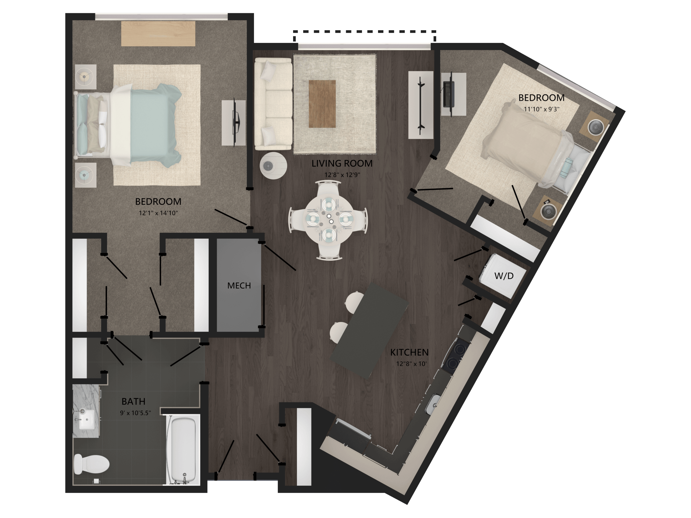 2 Bed/1 Bath-B1 floor plan