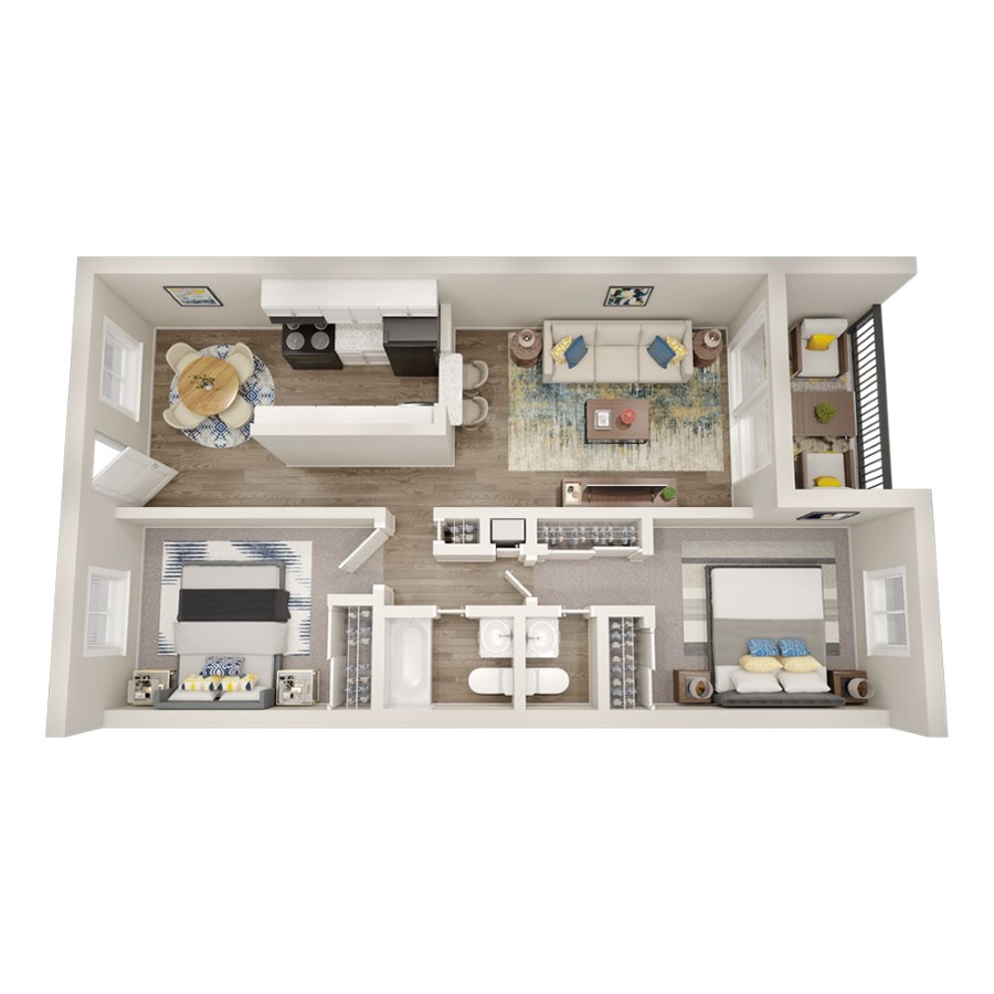 2 Bedroom 1.5 Bath floor plan