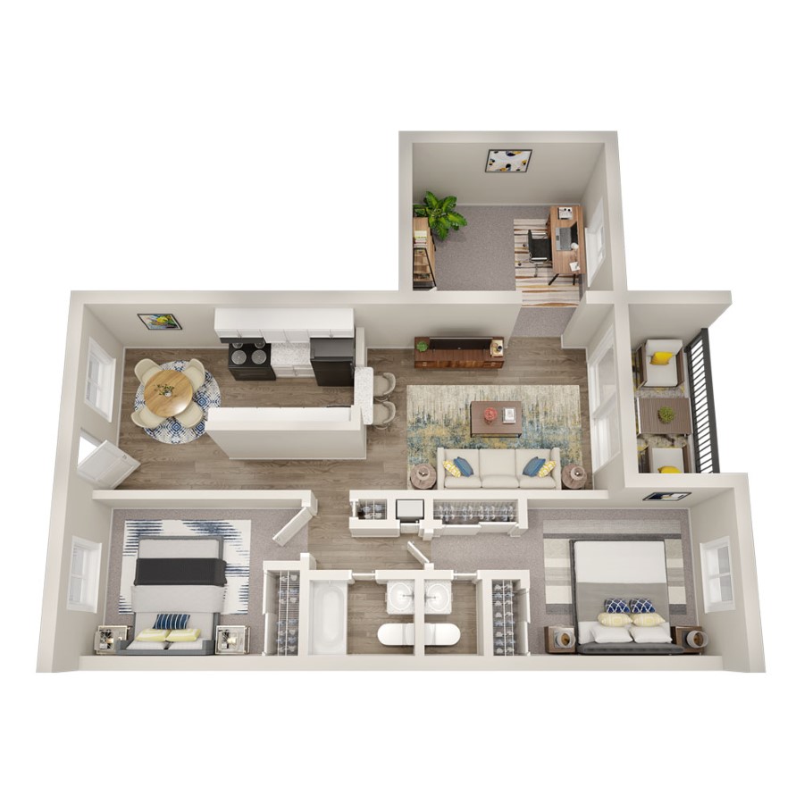 2 Bedroom 1.5 Bath With Den floor plan