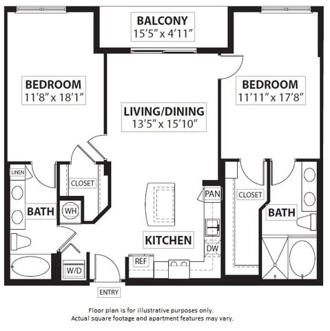B2 2 Bed 2 Bath floor plan