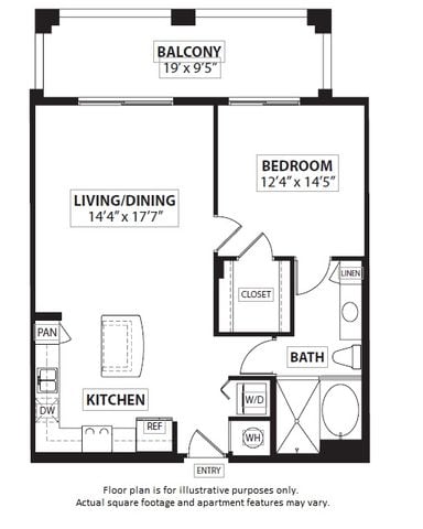 A7 1 Bed 1 Bath floor plan