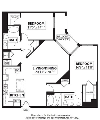 B8 2 Bed 2 Bath floor plan