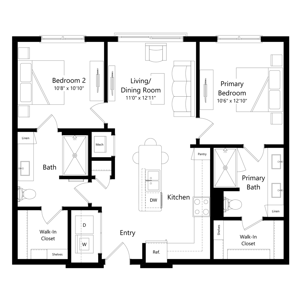 B3 | 2 Bed | 2 Bath floor plan