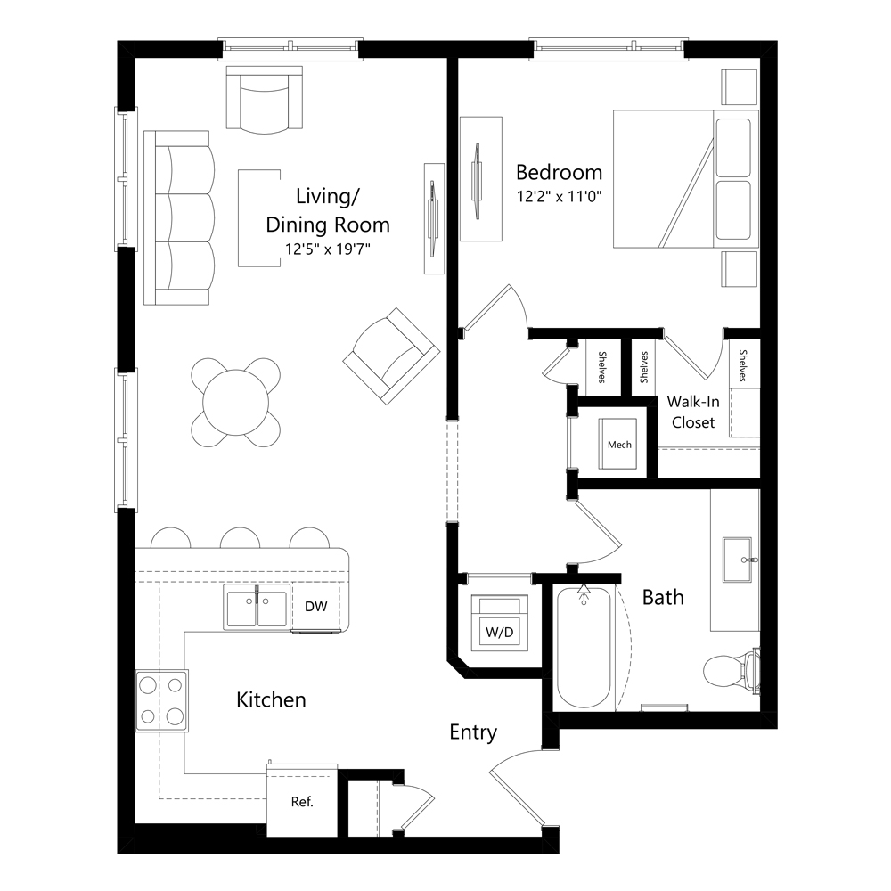 A5 | 1 Bed | 1 Bath floor plan