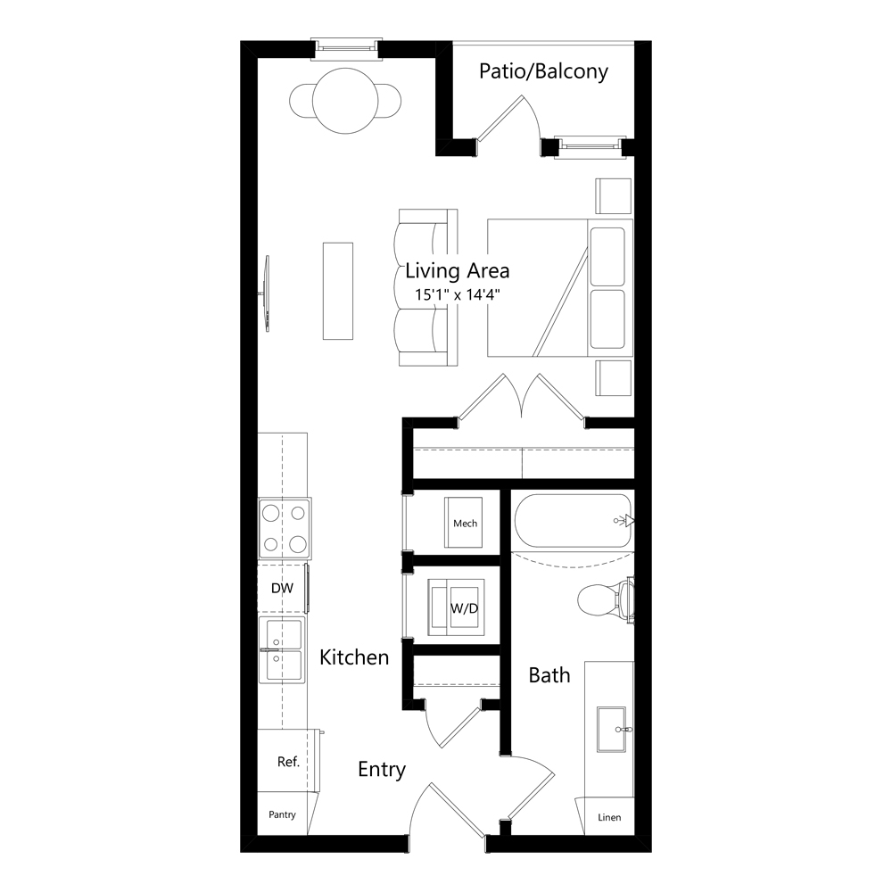 S1 | Studio | 1 Bath floor plan