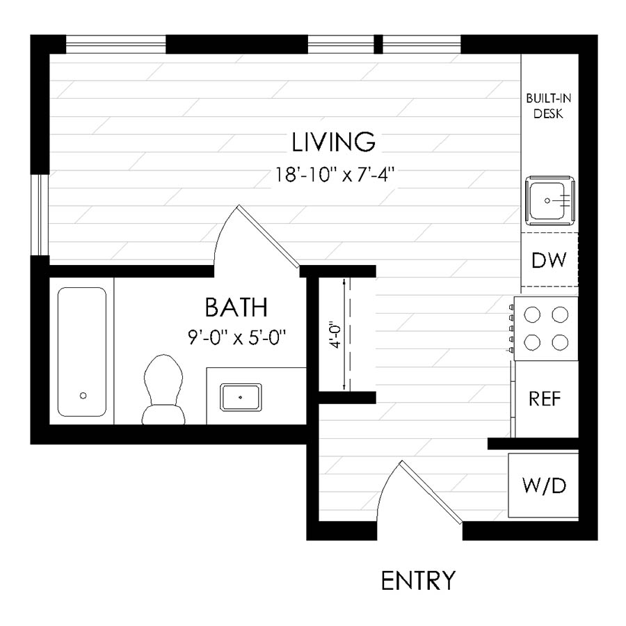 Studio, 1 Bathroom S3 floor plan