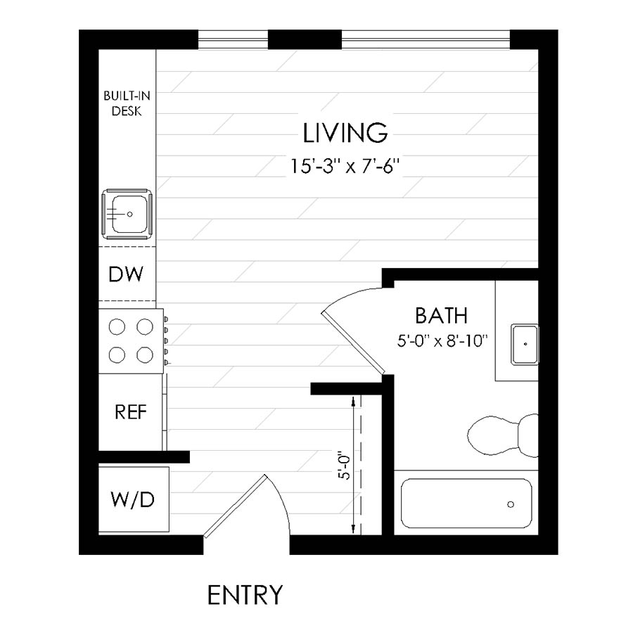Studio, 1 Bathroom S2 floor plan